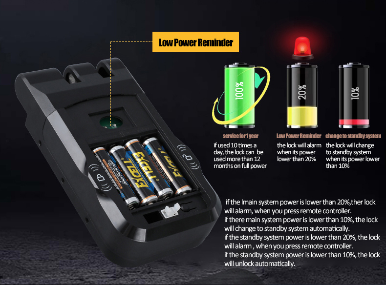 WF-026 20% low-battery alarm & 10% backup switch