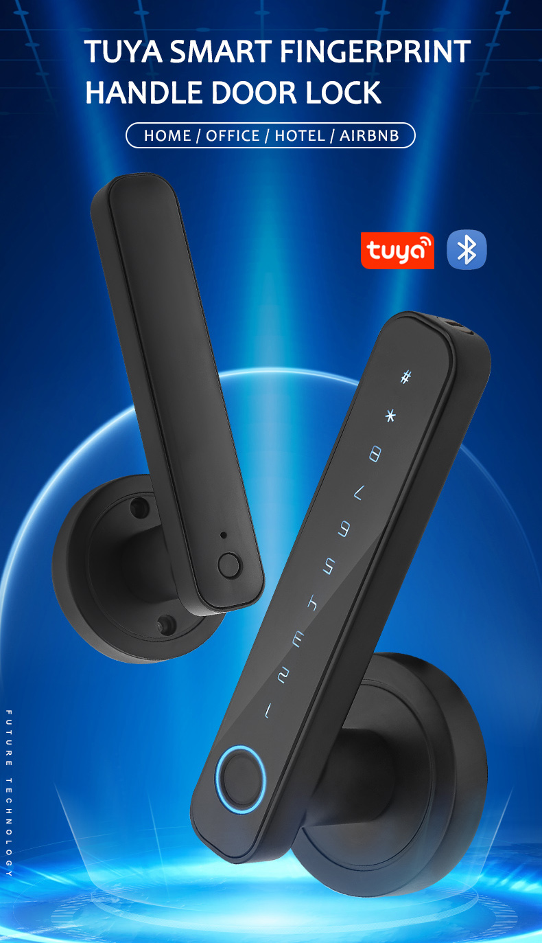 WF-F4 Tuya fingerprint handle lock