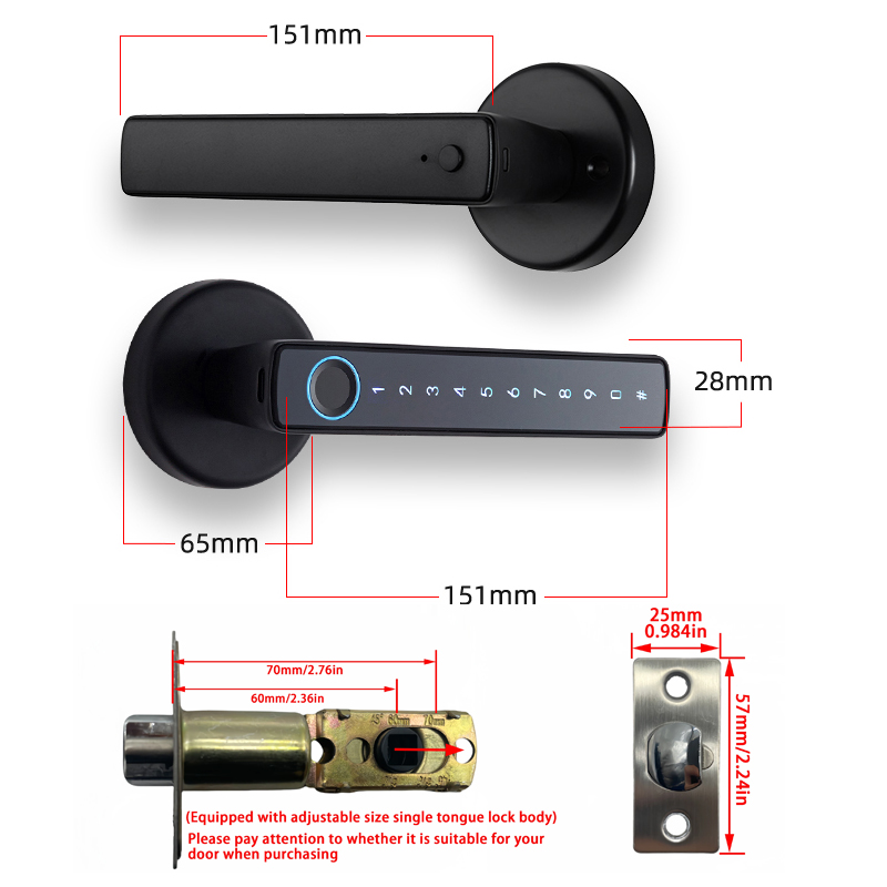 WF-F6 single-latch lock body dimensions