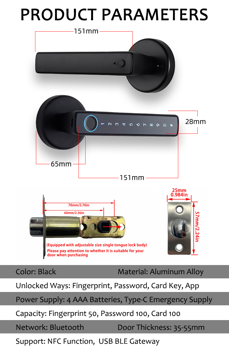 WF-F6 product parameters & lock body dimensions