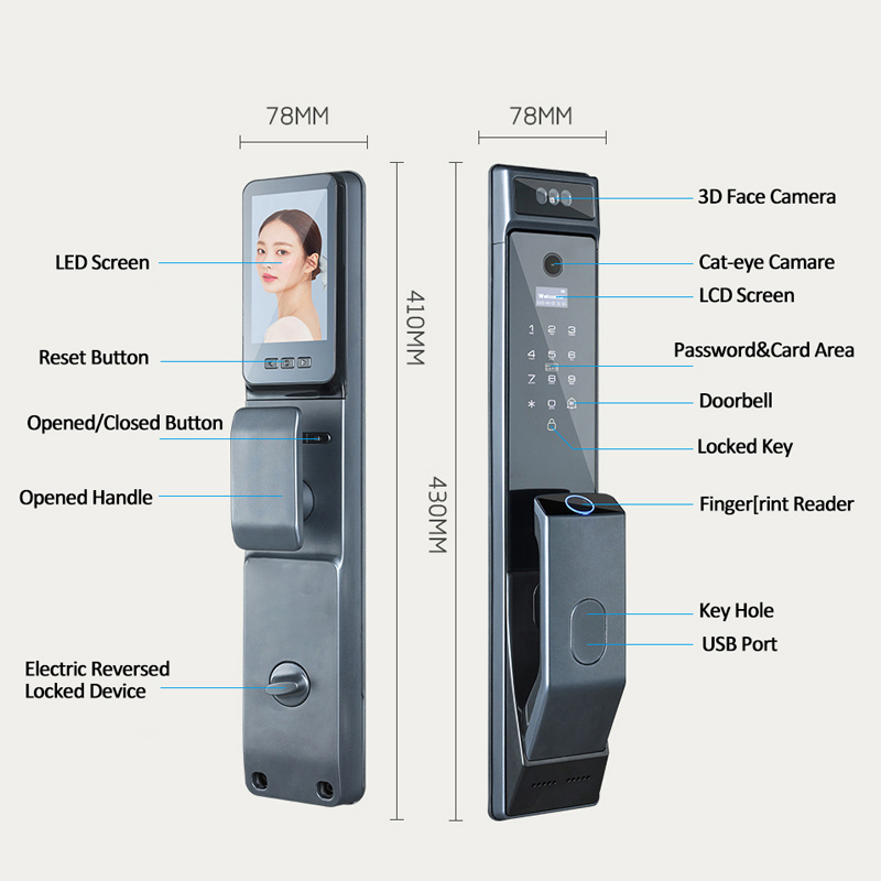 WF-MY4 3D face peephole lock LCD screen dimensions