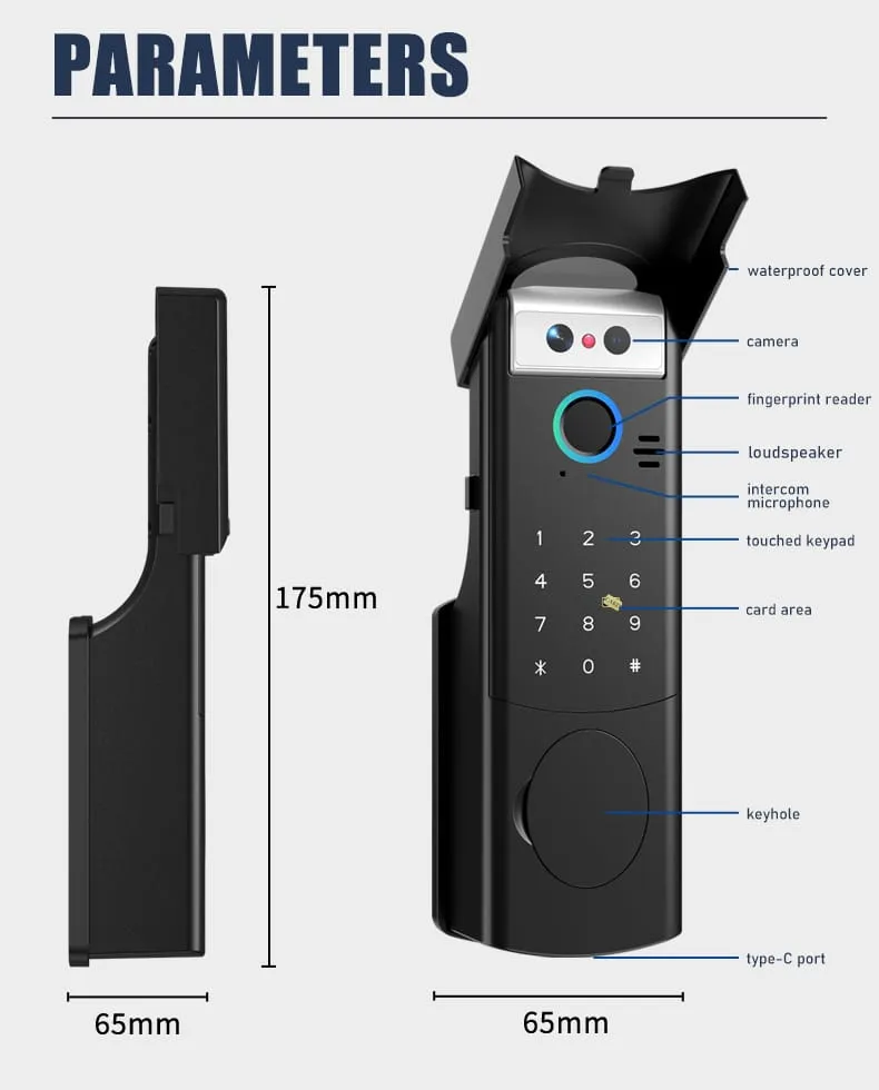 WAFU WF-014 3D Face Peephole Full-Auto Smart Lock — 3D face recognition lock, smart peephole lock | detail image 12