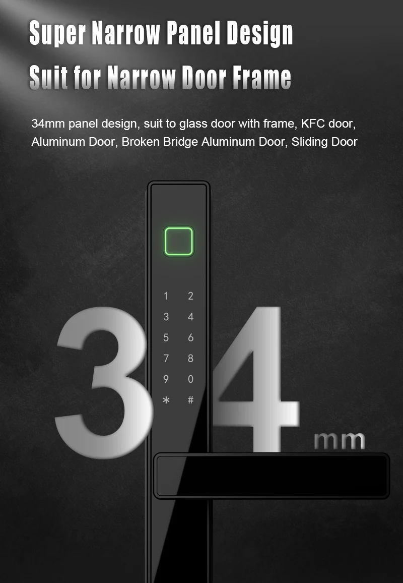 WAFU WF-023 Slim Aluminum Alloy Fingerprint Smart Lock | product detail image 4