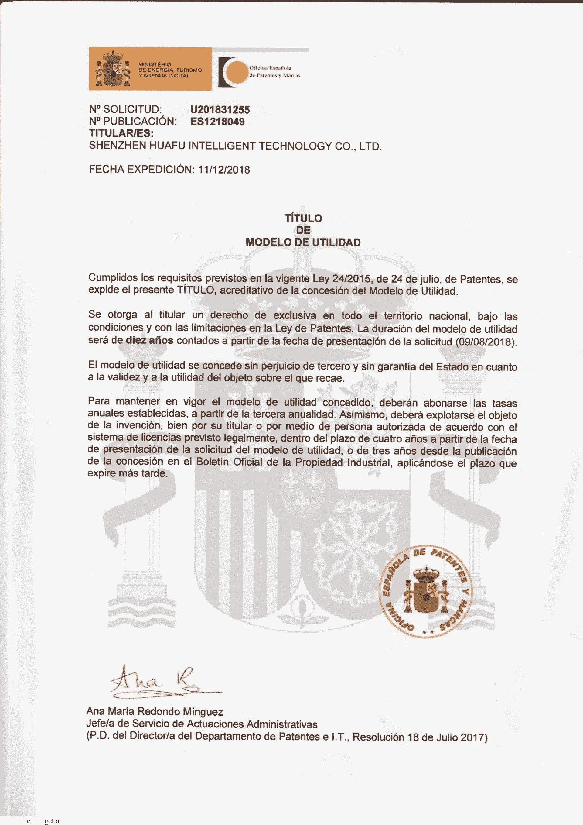 International patent certificates DE/EP/CN