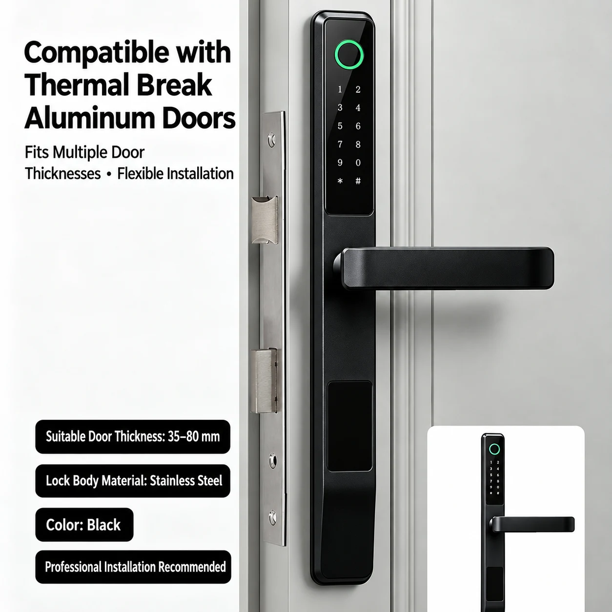 V4 Smart Handle Lock for Thermal-Break Aluminum Doors 4